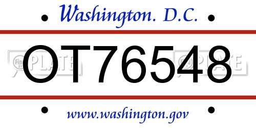 OT76548 District Of Columbia License Plate