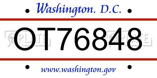 OT76848 District Of Columbia License Plate