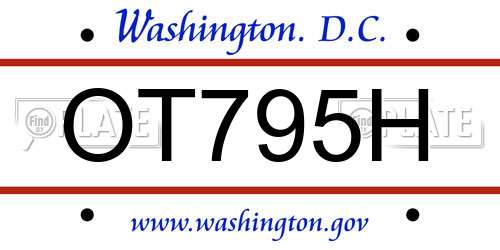 OT795H District Of Columbia License Plate