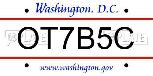 OT7B5C District Of Columbia License Plate