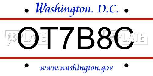 OT7B8C District Of Columbia License Plate