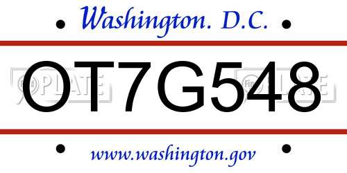 OT7G548 District Of Columbia License Plate