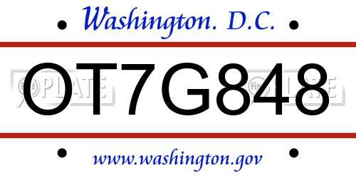 OT7G848 District Of Columbia License Plate