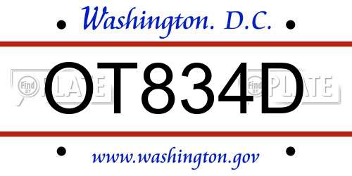 OT834D District Of Columbia License Plate