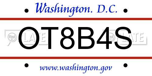OT8B4S District Of Columbia License Plate