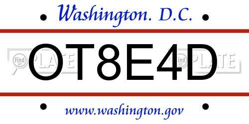 OT8E4D District Of Columbia License Plate