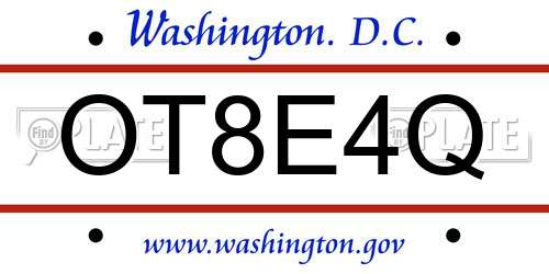 OT8E4Q District Of Columbia License Plate