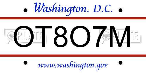 OT8O7M District Of Columbia License Plate