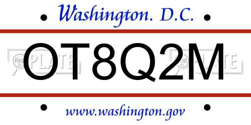 OT8Q2M District Of Columbia License Plate