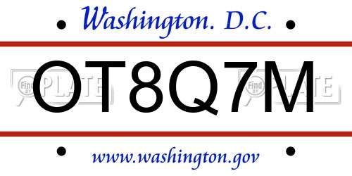 OT8Q7M District Of Columbia License Plate
