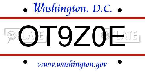 OT9Z0E District Of Columbia License Plate