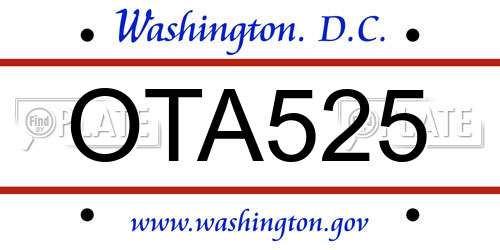OTA525 District Of Columbia License Plate