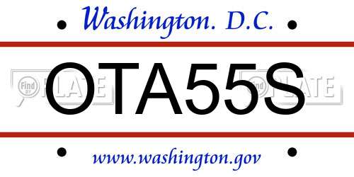 OTA55S District Of Columbia License Plate