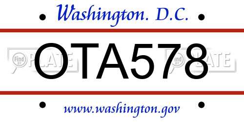 OTA578 District Of Columbia License Plate