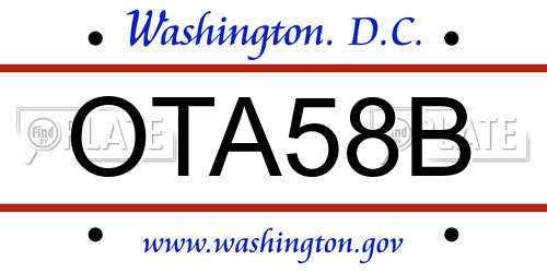 OTA58B District Of Columbia License Plate