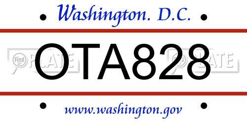 OTA828 District Of Columbia License Plate