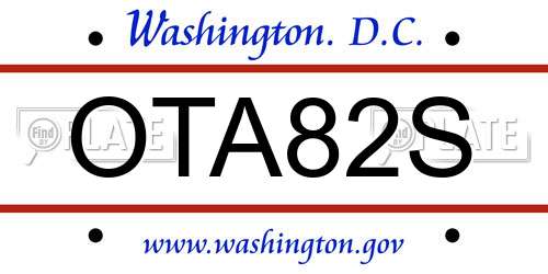 OTA82S District Of Columbia License Plate