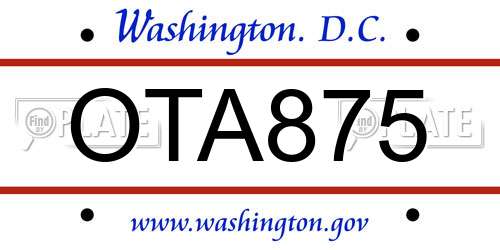 OTA875 District Of Columbia License Plate