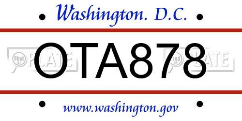 OTA878 District Of Columbia License Plate