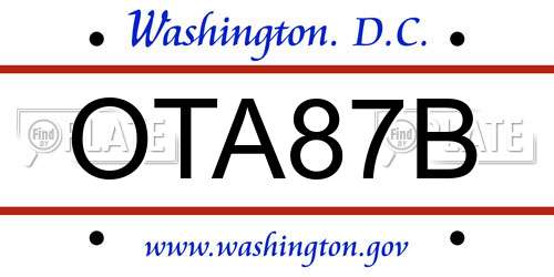 OTA87B District Of Columbia License Plate