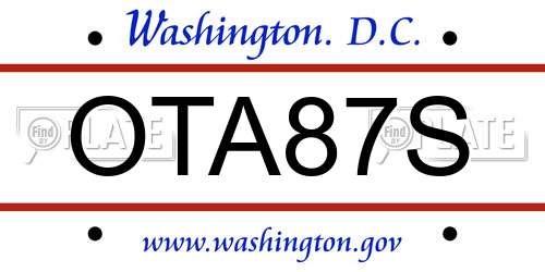 OTA87S District Of Columbia License Plate