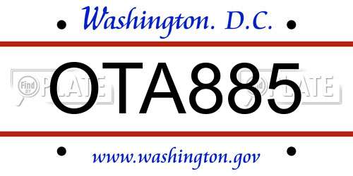 OTA885 District Of Columbia License Plate