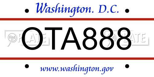 OTA888 District Of Columbia License Plate