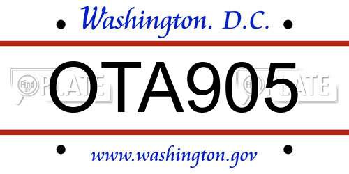 OTA905 District Of Columbia License Plate