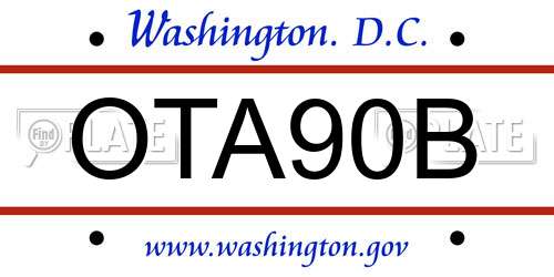 OTA90B District Of Columbia License Plate