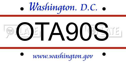OTA90S District Of Columbia License Plate