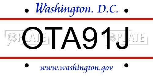 OTA91J District Of Columbia License Plate