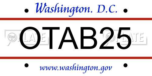 OTAB25 District Of Columbia License Plate