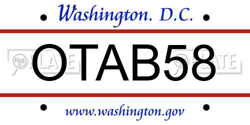 OTAB58 District Of Columbia License Plate
