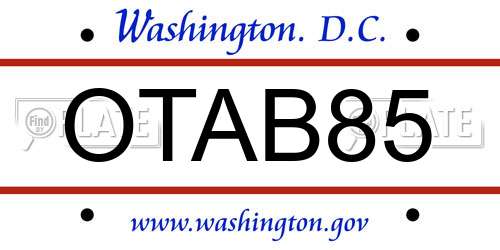 OTAB85 District Of Columbia License Plate