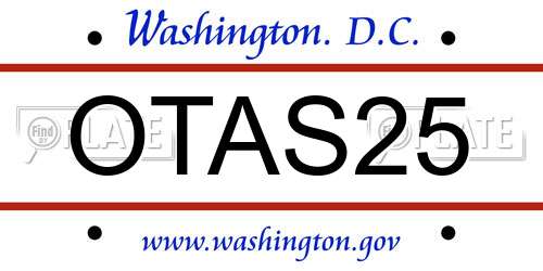 OTAS25 District Of Columbia License Plate