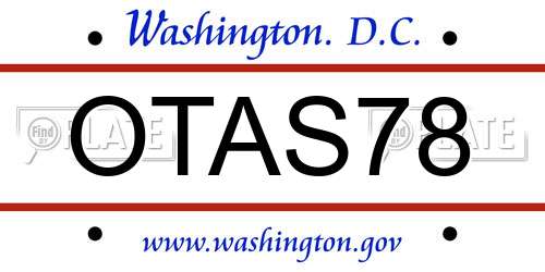 OTAS78 District Of Columbia License Plate
