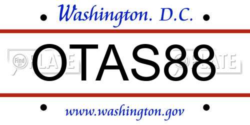 OTAS88 District Of Columbia License Plate