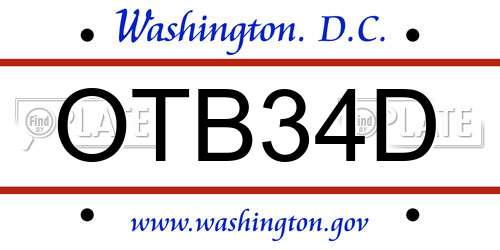 OTB34D District Of Columbia License Plate