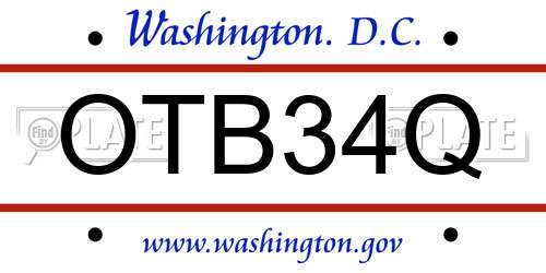 OTB34Q District Of Columbia License Plate