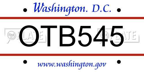 OTB545 District Of Columbia License Plate