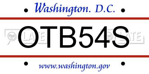 OTB54S District Of Columbia License Plate