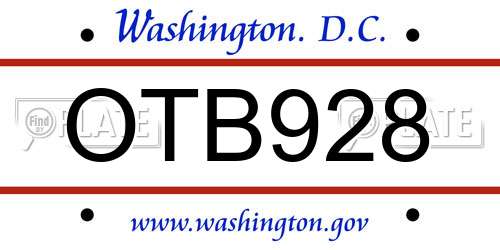 OTB928 District Of Columbia License Plate