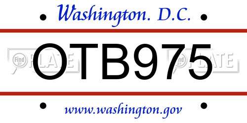 OTB975 District Of Columbia License Plate