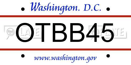 OTBB45 District Of Columbia License Plate