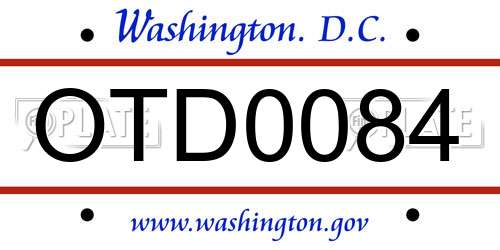 OTD0084 District Of Columbia License Plate