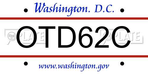OTD62C District Of Columbia License Plate