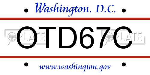 OTD67C District Of Columbia License Plate