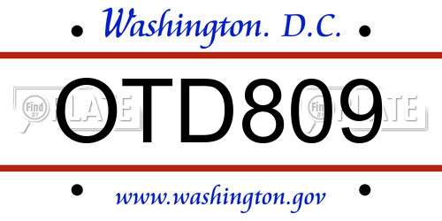 OTD809 District Of Columbia License Plate