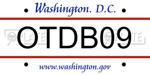 OTDB09 District Of Columbia License Plate