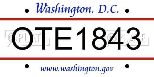 OTE1843 District Of Columbia License Plate